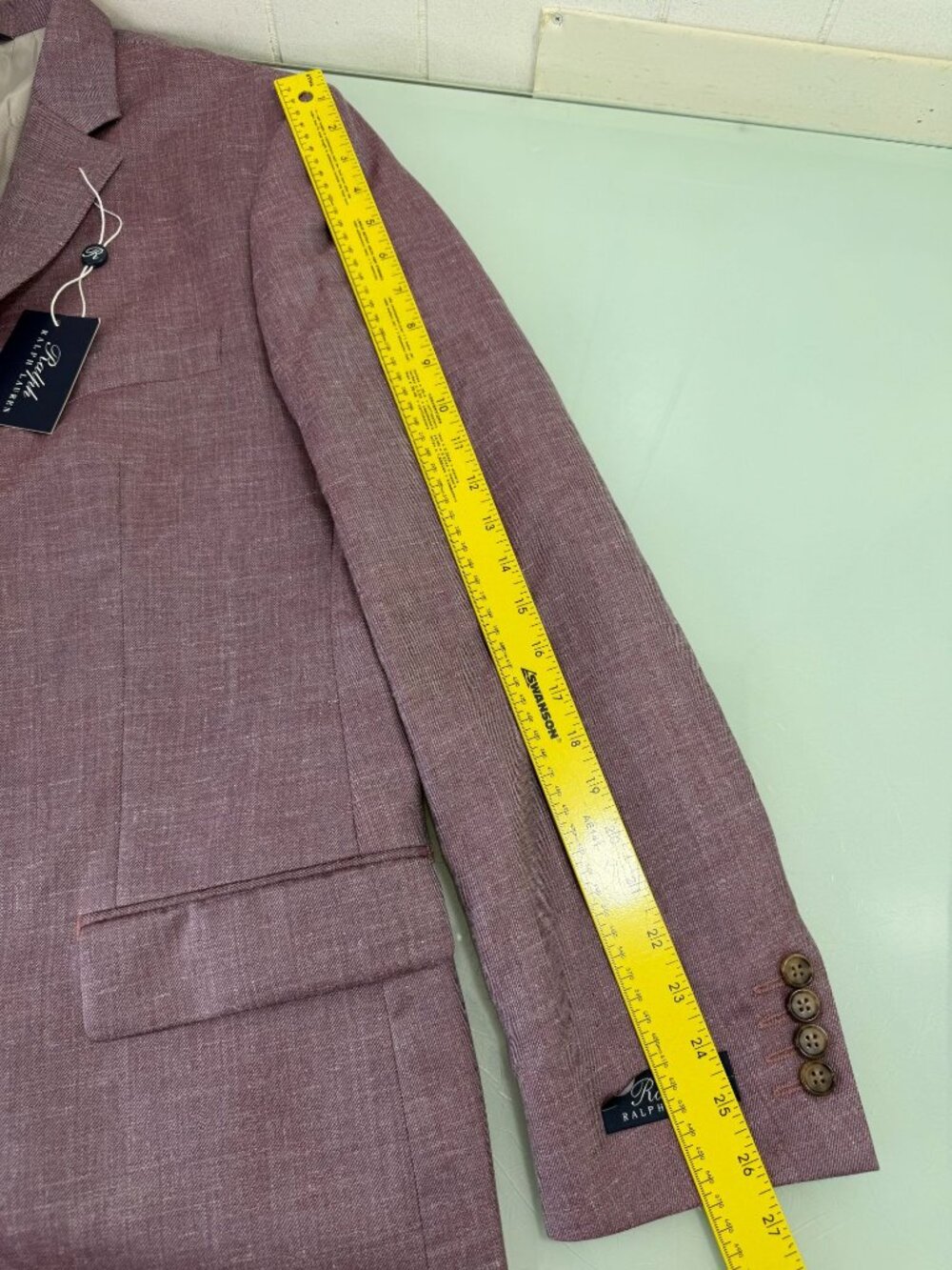 Ralph Lauren Blazer Jacket 46L Linen Silk Wool unstructured Purple Single Vent - Picture 11 of 12